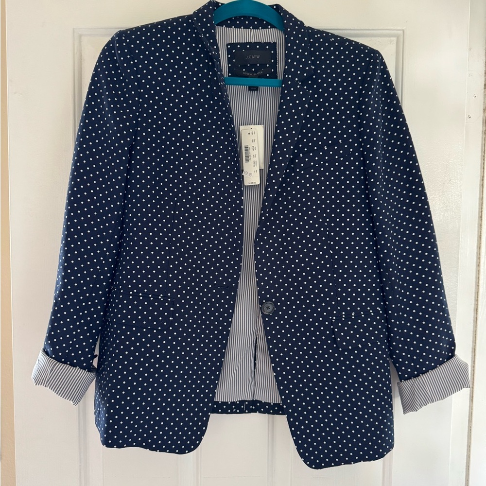 J.Crew regent blazer navy polka dot
